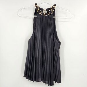 Alice & Olivia Black Pleated Chain Tank Top Womens Size XS NWT